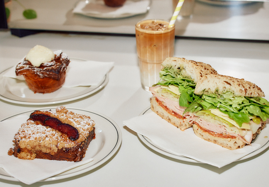 Fresh SIP-style food, pastry and iced coffee